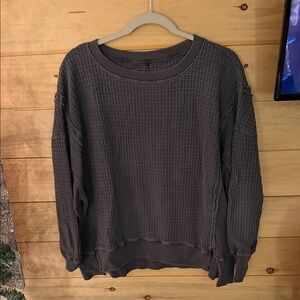 American Eagle Outfitters Dark Gray Waffle Knit Sweater